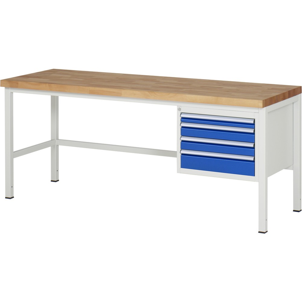 Immagine del prodotto: Banco da lavoro RAU serie 8000, AxLxP 840 x 2.000 x 700 mm, 4 cassetti estraibili al 90% 1 x 60, 2 x 90, 1 x 120 mm, portata cassetti 100 kg