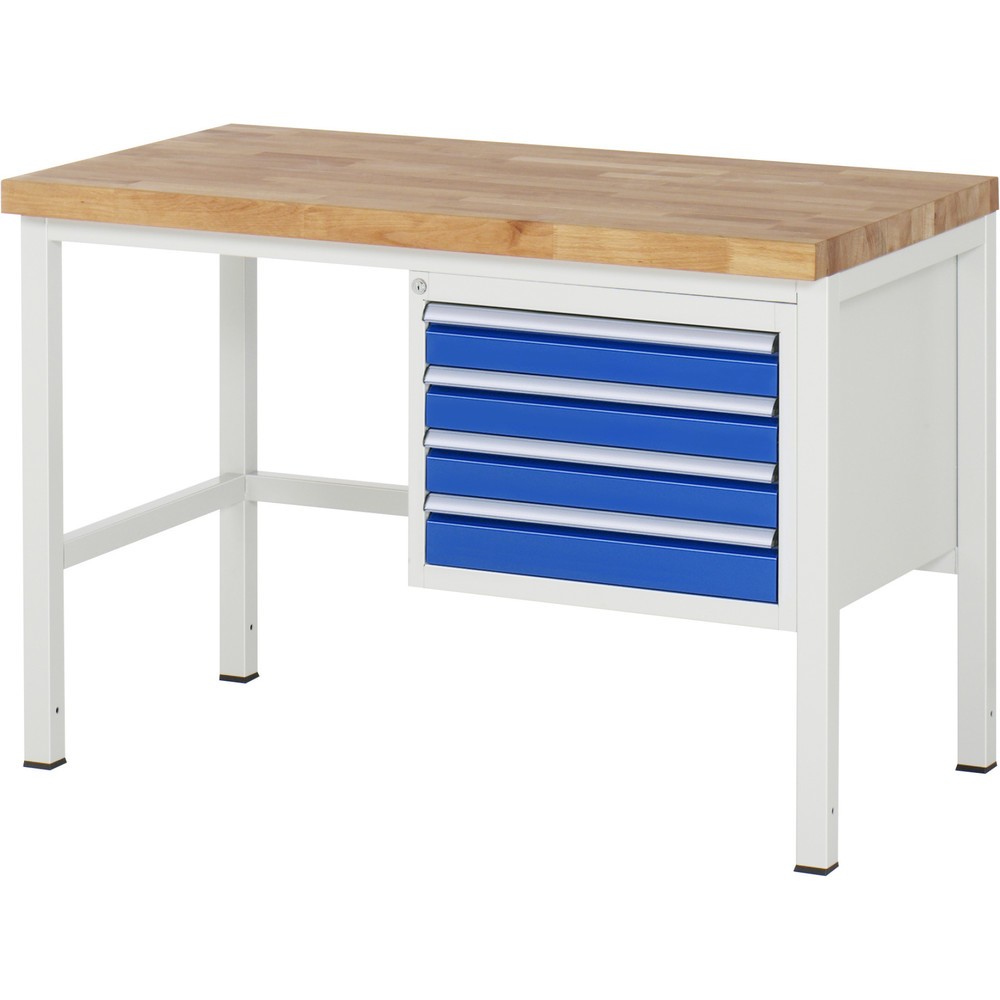 Immagine del prodotto n. 1: Banco da lavoro RAU serie 8000, HxLxP 840-1.040 x 1.250 x 700 mm, 4 cassetti estraibili al 100% 4 x 90 mm, portata cassetti 100 kg