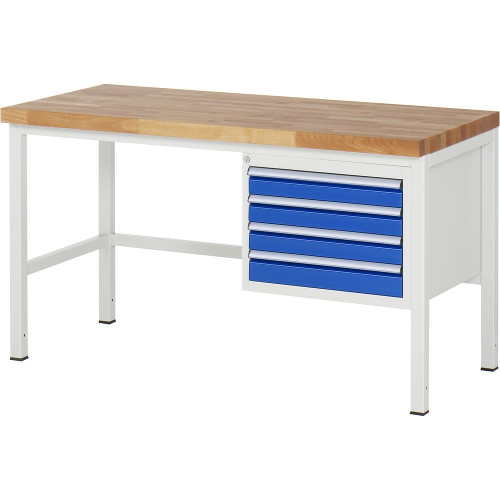 Immagine del prodotto n. 1: Banco da lavoro RAU serie 8000, AxLxP 840-1.040 x 1.500 x 700 mm, 4 cassetti estraibili al 90% 4 x 90 mm, portata cassetti 100 kg