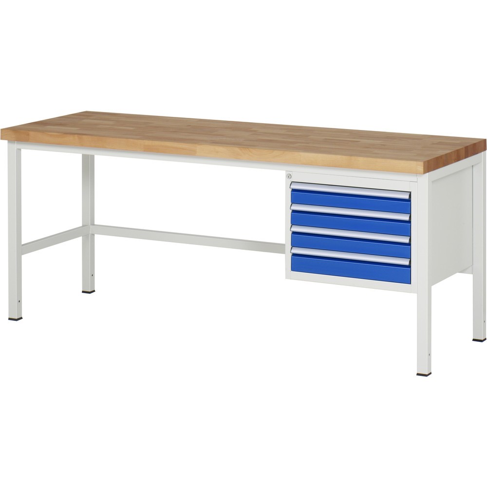 Immagine del prodotto n. 1: Banco da lavoro RAU serie 8000, AxLxP 840 x 2.000 x 700 mm, 4 cassetti estraibili al 90% 4 x 90 mm, portata cassetti 100 kg