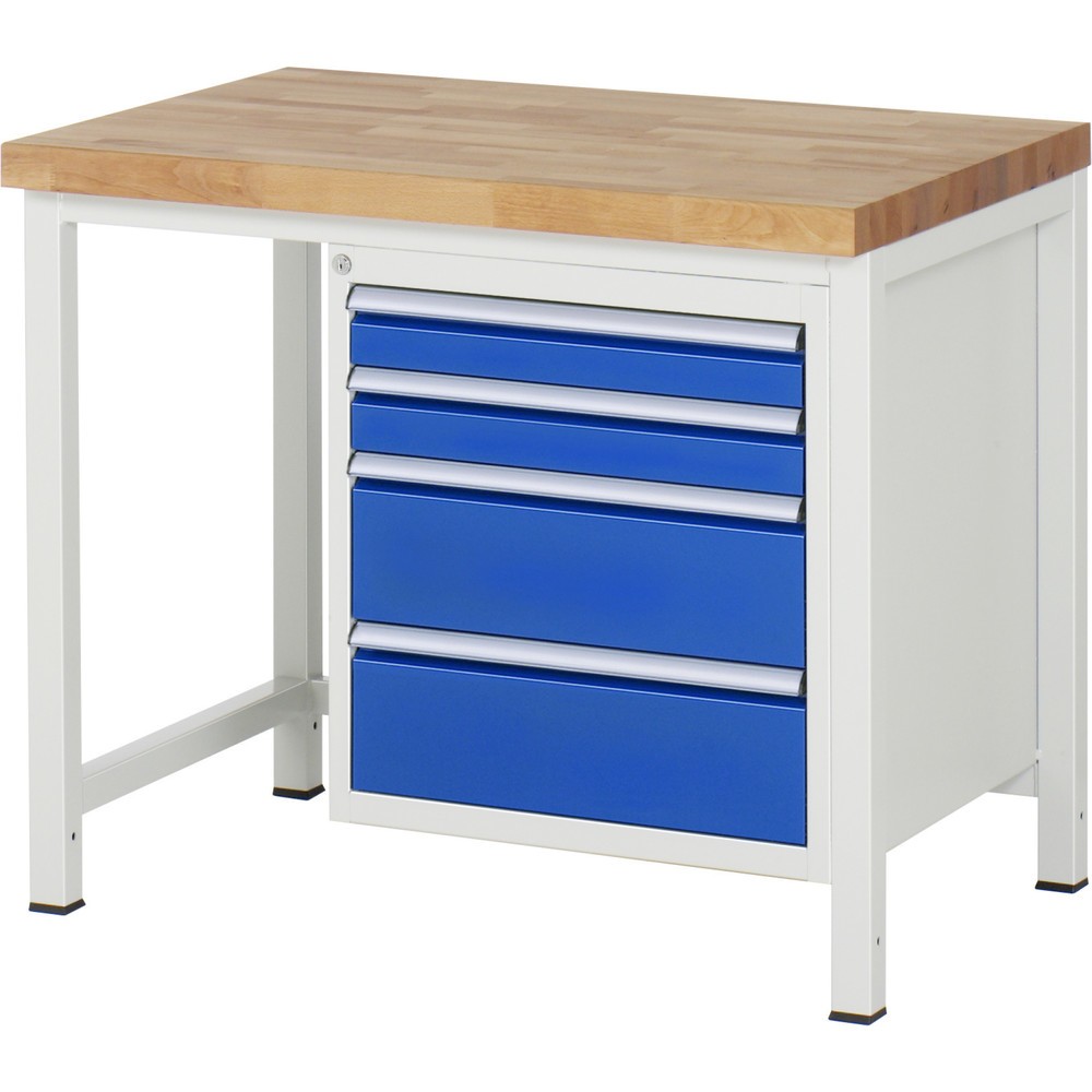 Immagine del prodotto n. 1: Banco da lavoro RAU serie 8000, AxLxP 840 x 1.000 x 700 mm, 4 cassetti estraibili al 90% 2 x 90, 2 x 180 mm, portata cassetti 100 kg