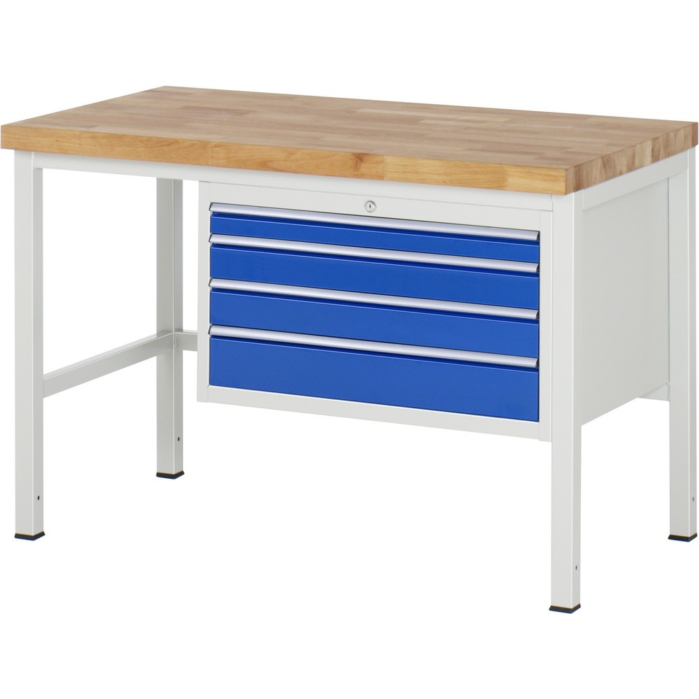 Immagine del prodotto n. 1: Banco da lavoro RAU serie 8000, AxLxP 840 x 1.250 x 700 mm, 4 cassetti estraibili al 100% 1 x 60, 2 x 90, 1 x 120 mm, portata cassetti 75 kg