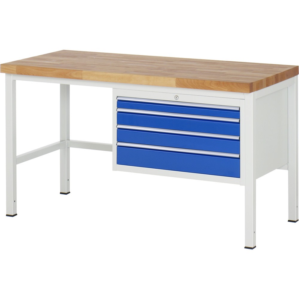 Immagine del prodotto n. 1: Banco da lavoro RAU serie 8000, AxLxP 840-1.040 x 1.500 x 700 mm, 4 cassetti estraibili al 100% 1 x 60, 2 x 90, 1 x 120 mm, portata cassetti 75 kg