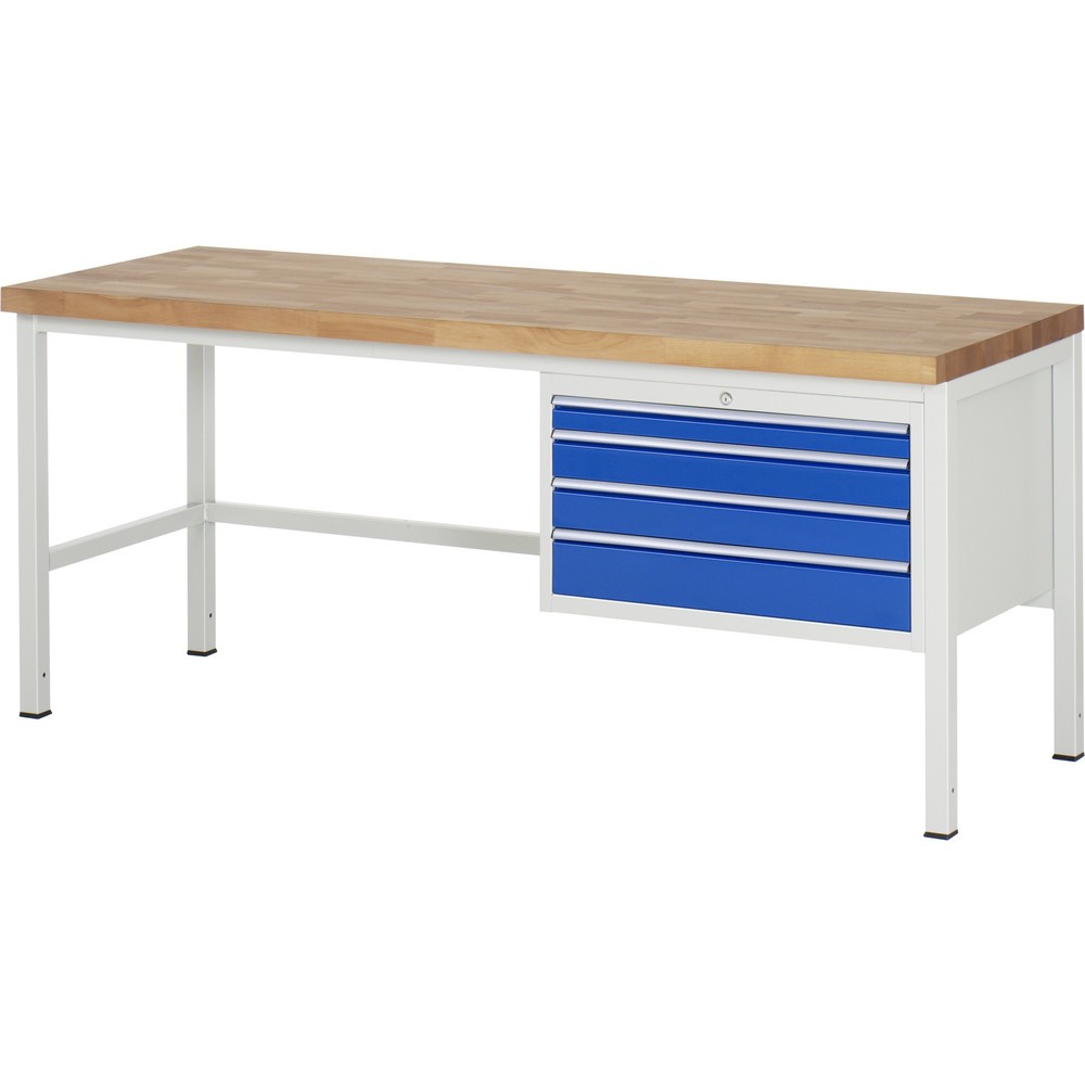 Immagine del prodotto: Banco da lavoro RAU serie 8000, AxLxP 840 x 2.000 x 700 mm, 4 cassetti estraibili al 90% 1 x 60, 2 x 90, 1 x 120 mm, portata cassetti 75 kg
