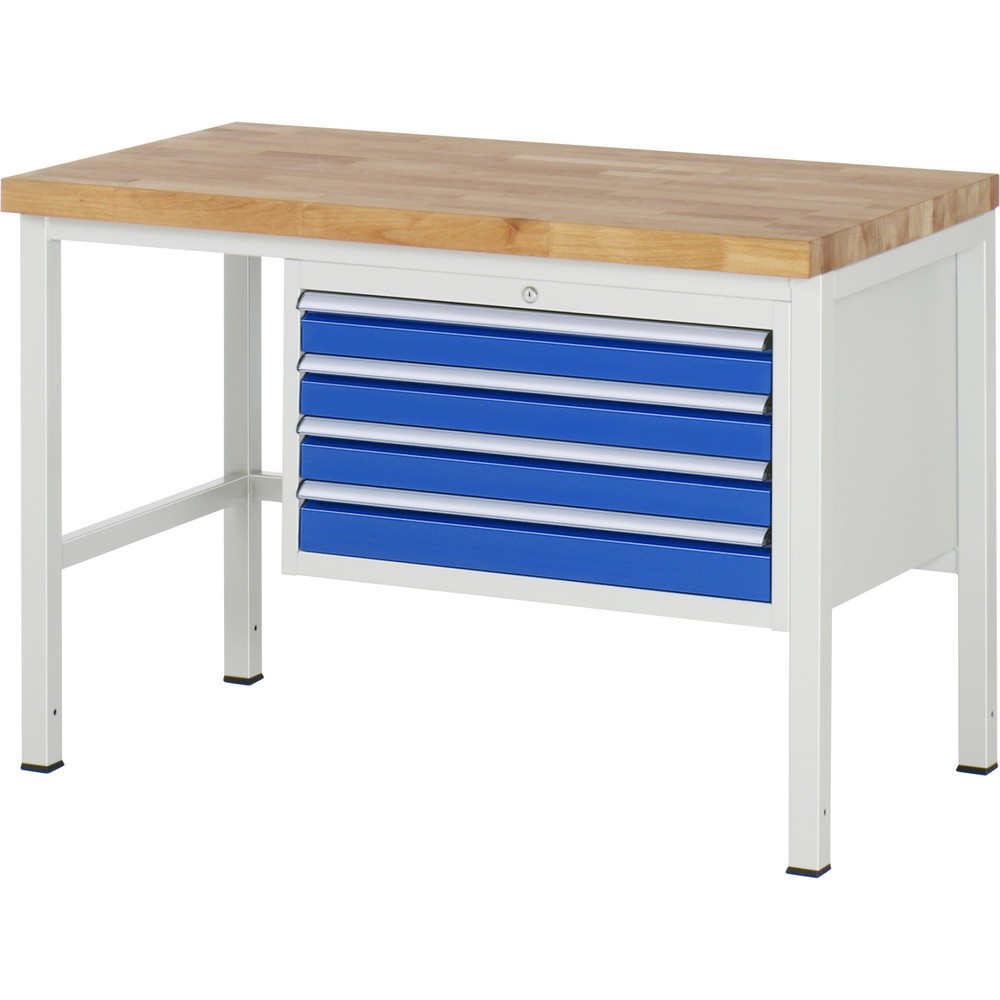 Immagine del prodotto n. 1: Banco da lavoro RAU serie 8000, AxLxP 840 x 1.250 x 700 mm, 4 cassetti estraibili al 100% 4 x 90 mm, portata cassetti 75 kg