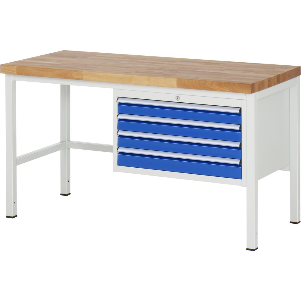Immagine del prodotto n. 1: Banco da lavoro RAU serie 8000, AxLxP 840-1.040 x 1.500 x 700 mm, 4 cassetti estraibili al 100% 4 x 90 mm, portata cassetti 75 kg