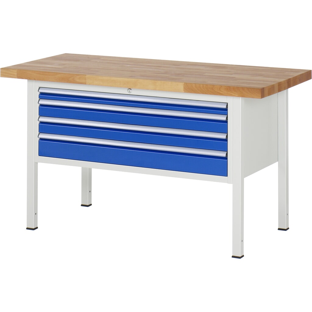 Immagine del prodotto: Banco da lavoro RAU serie 8000, AxLxP 840 x 1.500 x 700 mm, 4 cassetti estraibili al 100% 1 x 60, 2 x 90, 1 x 120 mm, portata cassetti 50 kg