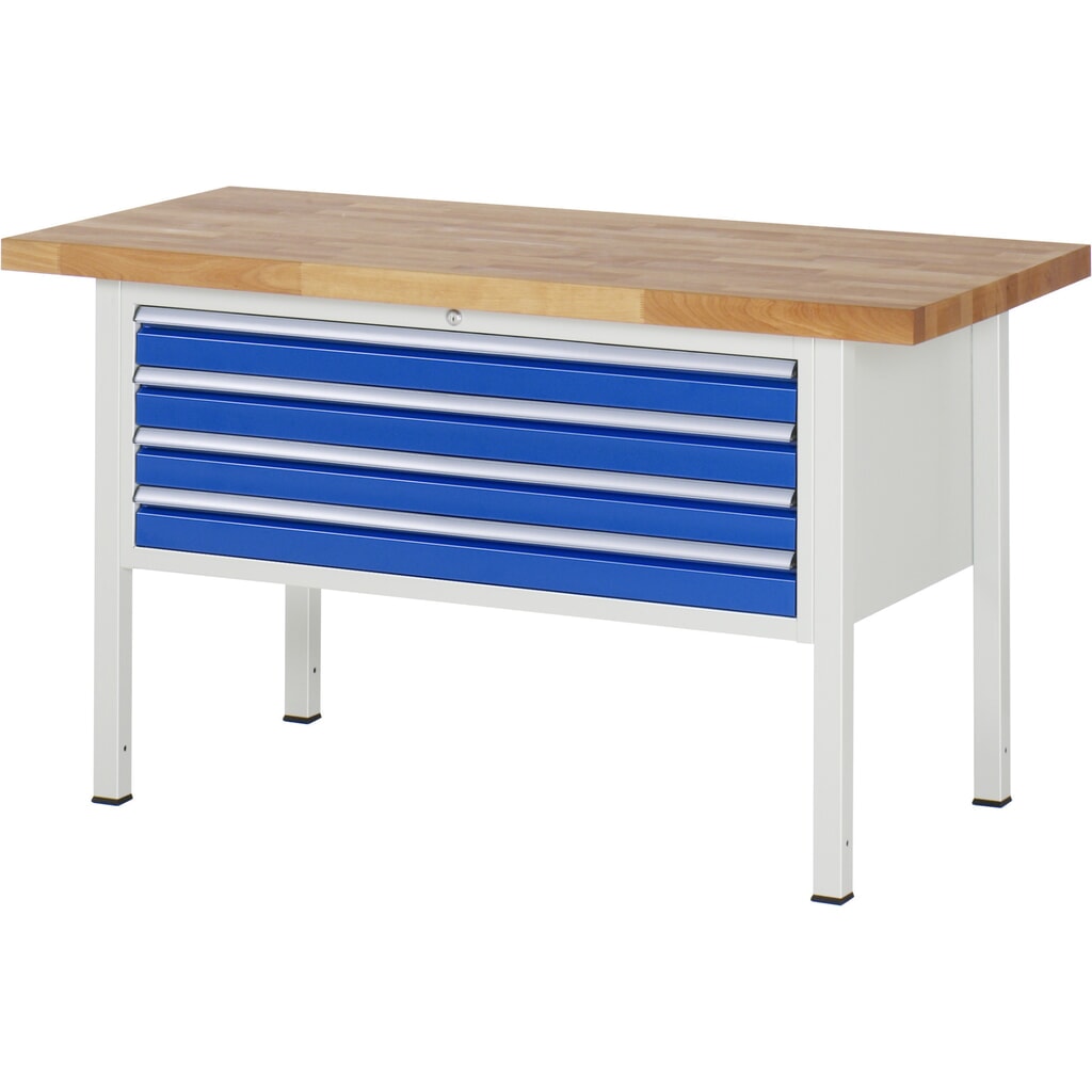 Banco da lavoro RAU serie 8000, AxLxP 840 x 1.500 x 700 mm, 4 cassetti estraibili al 90% 4 x 90 mm, portata cassetti 50 kg Immagine del prodotto: Banco da lavoro RAU serie 8000, AxLxP 840 x 1.500 x 700 mm, 4 cassetti estraibili al 90% 4 x 90 mm, portata cassetti 50 kg