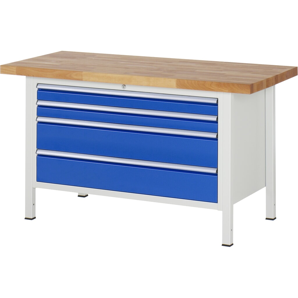Immagine del prodotto: Banco da lavoro RAU serie 8000, AxLxP 840 x 1.500 x 700 mm, 4 cassetti estraibili al 90% 2 x 90, 2 x 180 mm, portata cassetti 50 kg