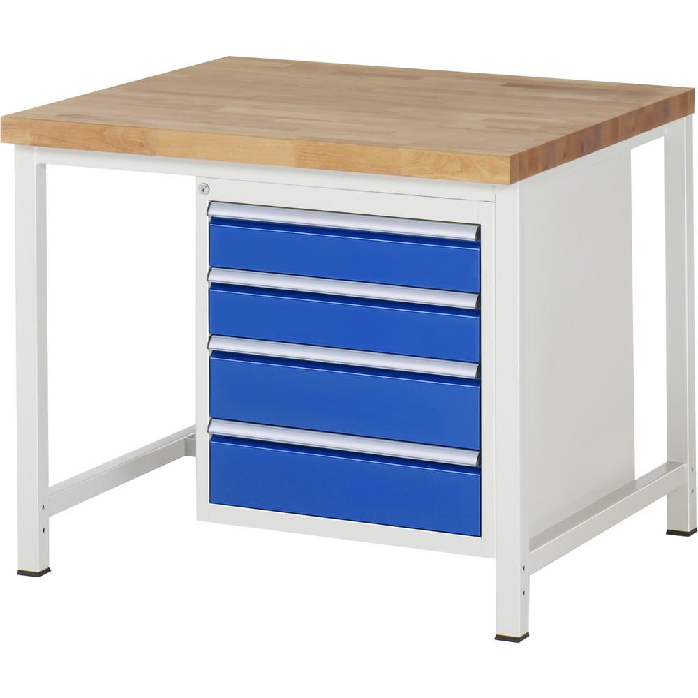 Immagine del prodotto: RAU Banco da lavoro Serie 8000, HxLxP 840-1.040 x 1.000 x 900 mm, 1 contenitore nella base a destra, con 4 cassetti