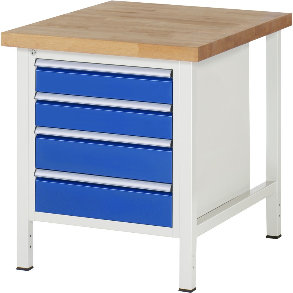 Immagine del prodotto n. 1: RAU Banco da lavoro Serie 8000, HxLxP 840-1.040 x 750 x 900 mm, 1 contenitore nella base a destra, con 4 cassetti