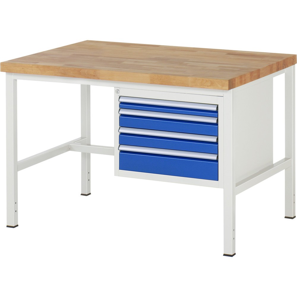 Immagine del prodotto n. 1: Banco da lavoro RAU serie 8000, AxLxP 840 x 1.250 x 900 mm, 4 cassetti estraibili al 90% 1 x 60, 2 x 90, 1 x 120 mm, portata cassetti 100 kg