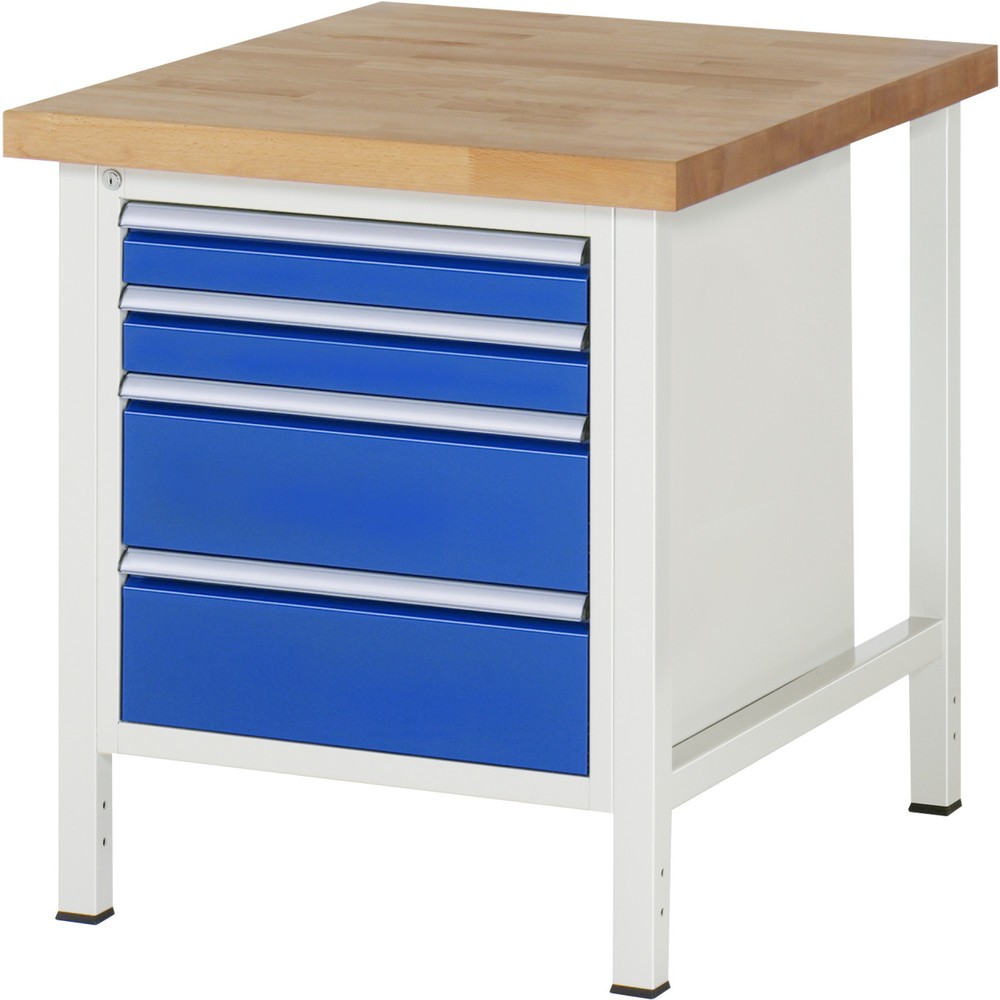 Immagine del prodotto n. 1: Banco da lavoro RAU serie 8000, HxLxP 840-1.040 x 750 x 900 mm, 4 cassetti estraibili al 100% 2 x 90, 2 x 180 mm, portata cassetti 100 kg