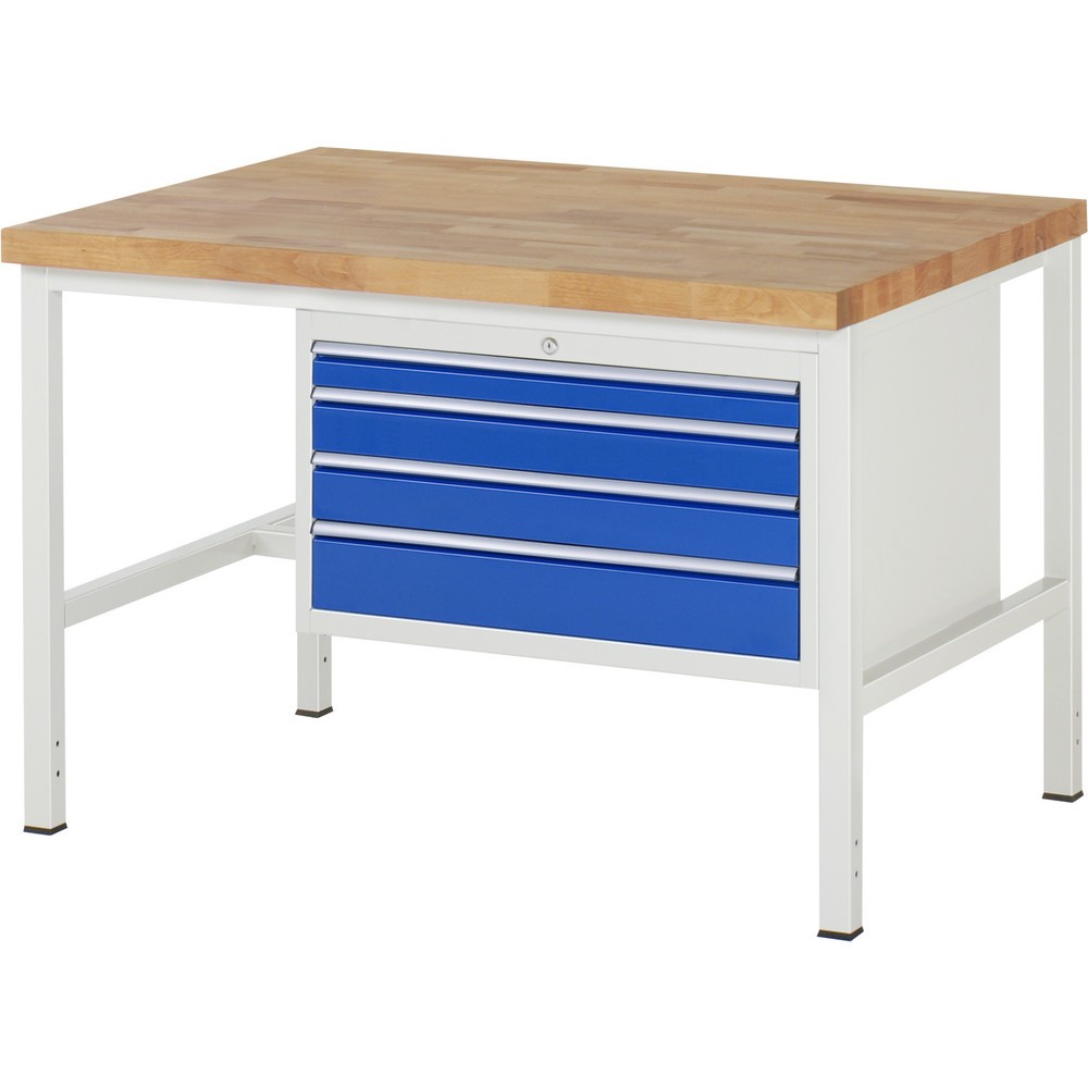 Immagine del prodotto n. 1: Banco da lavoro RAU serie 8000, AxLxP 840 x 1.250 x 900 mm, 4 cassetti estraibili al 100% 1 x 60, 2 x 90, 1 x 120 mm, portata cassetti 75 kg