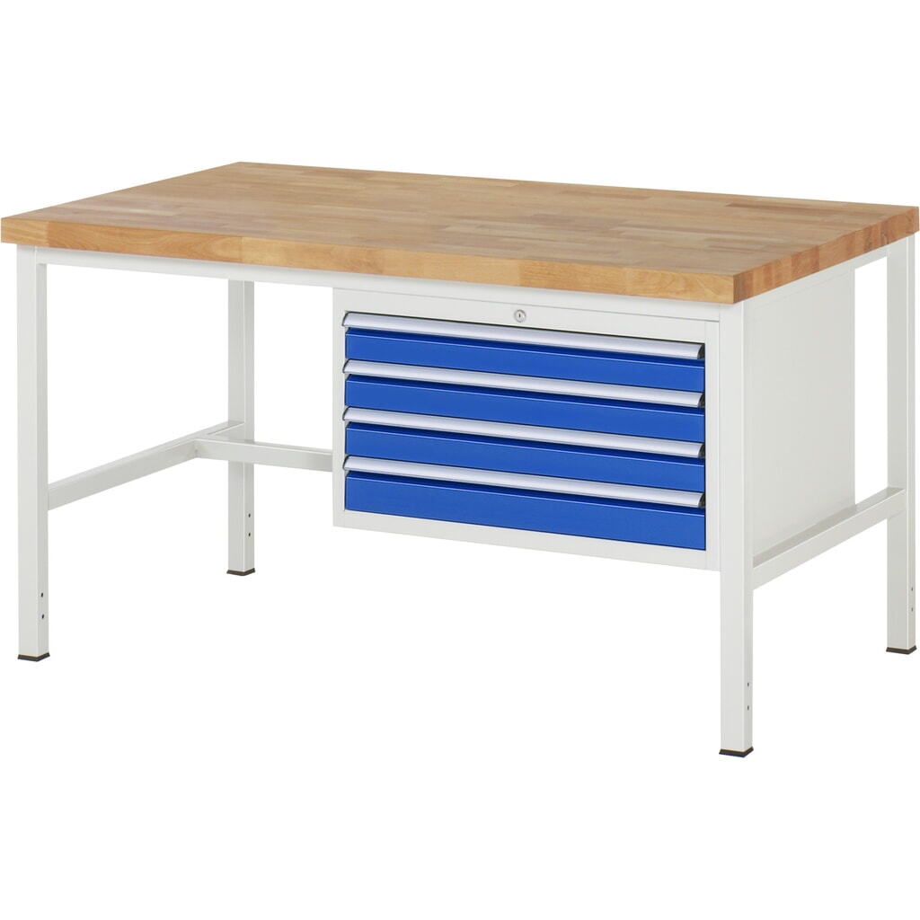Banco da lavoro RAU serie 8000, AxLxP 840-1.040 x 1.500 x 900 mm, 4 cassetti estraibili al 90% 4 x 90 mm, portata cassetti 75 kg Immagine del prodotto: Banco da lavoro RAU serie 8000, AxLxP 840-1.040 x 1.500 x 900 mm, 4 cassetti estraibili al 90% 4 x 90 mm, portata cassetti 75 kg