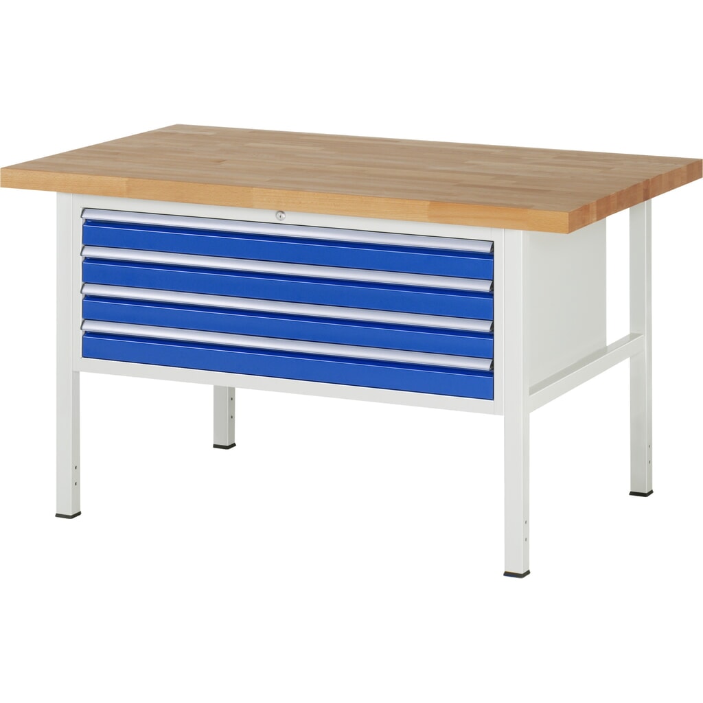 Immagine del prodotto: Banco da lavoro RAU serie 8000, AxLxP 840 x 1.500 x 900 mm, 4 cassetti estraibili al 90% 4 x 90 mm, portata cassetti 50 kg