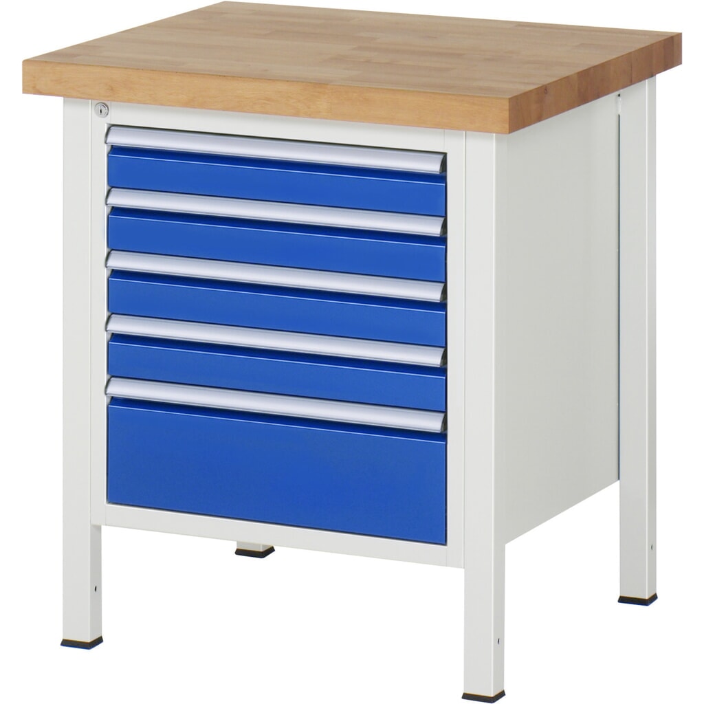 Banco da lavoro RAU serie 8000, AxLxP 840-1.040 x 750 x 700 mm, 5 cassetti estraibili al 90% 1 x 90, 4 x 180 mm, portata cassetti 100 kg Immagine del prodotto: Banco da lavoro RAU serie 8000, AxLxP 840-1.040 x 750 x 700 mm, 5 cassetti estraibili al 90% 1 x 90, 4 x 180 mm, portata cassetti 100 kg
