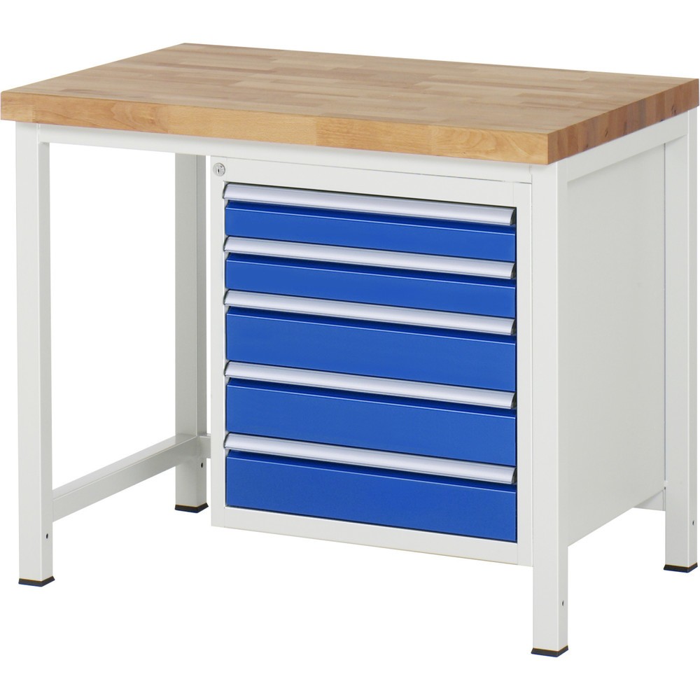 Banco da lavoro RAU serie 8000, AxLxP 840-1.040 x 1.000 x 700 mm, 5 cassetti estraibili al 90% 3 x 90, 2 x 120 mm, portata cassetti 100 kg Immagine del prodotto n. 1: Banco da lavoro RAU serie 8000, AxLxP 840-1.040 x 1.000 x 700 mm, 5 cassetti estraibili al 90% 3 x 90, 2 x 120 mm, portata cassetti 100 kg