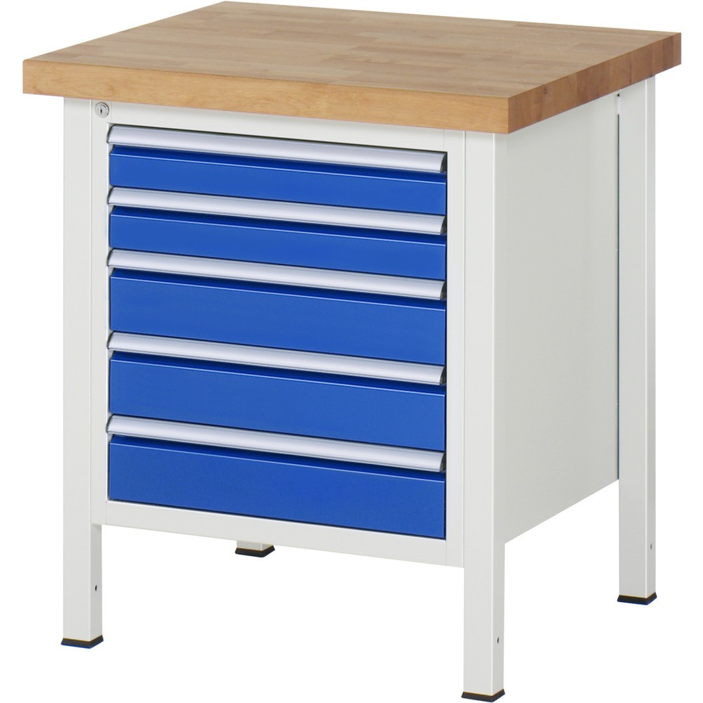 Immagine del prodotto n. 1: Banco da lavoro RAU serie 8000, AxLxP 840 x 750 x 700 mm, 5 cassetti estraibili al 90% 3 x 90, 2 x 120 mm, portata cassetti 100 kg