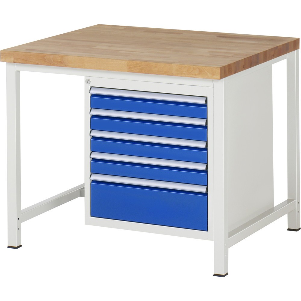 Immagine del prodotto n. 1: Banco da lavoro RAU serie 8000, AxLxP 840-1.040 x 1.000 x 900 mm, 5 cassetti estraibili al 90% 1 x 90, 4 x 180 mm, portata cassetti 100 kg