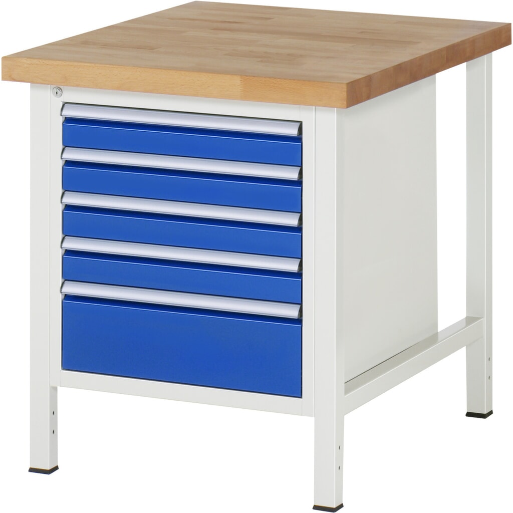 Banco da lavoro RAU serie 8000, AxLxP 840-1.040 x 750 x 900 mm, 5 cassetti estraibili al 90% 1 x 90, 4 x 180 mm, portata cassetti 100 kg Immagine del prodotto: Banco da lavoro RAU serie 8000, AxLxP 840-1.040 x 750 x 900 mm, 5 cassetti estraibili al 90% 1 x 90, 4 x 180 mm, portata cassetti 100 kg
