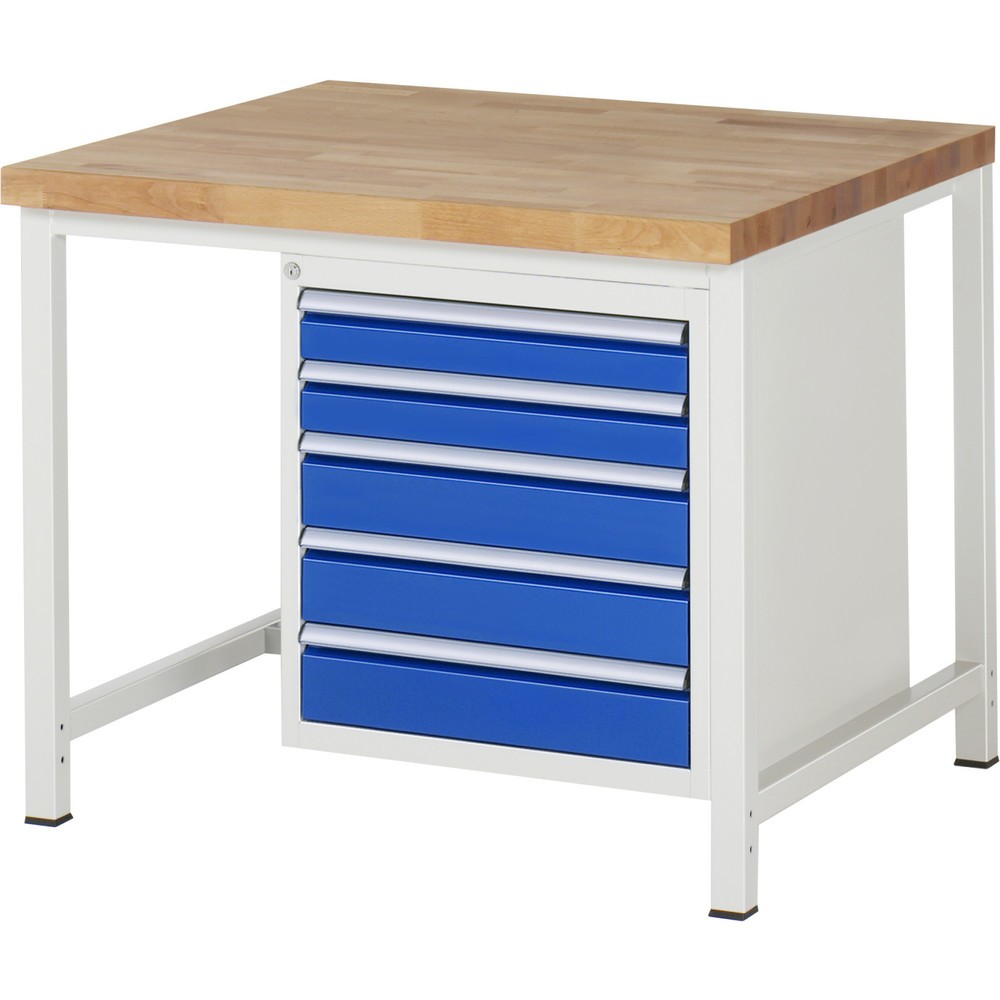 Immagine del prodotto n. 1: Banco da lavoro RAU serie 8000, AxLxP 840-1.040 x 1.000 x 900 mm, 5 cassetti estraibili al 90% 3 x 90, 2 x 120 mm, portata cassetti 100 kg
