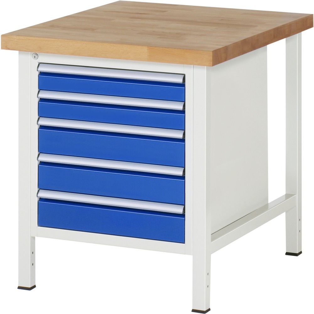 Immagine del prodotto: Banco da lavoro RAU serie 8000, AxLxP 840 x 750 x 900 mm, 5 cassetti estraibili al 90% 3 x 90, 2 x 120 mm, portata cassetti 100 kg