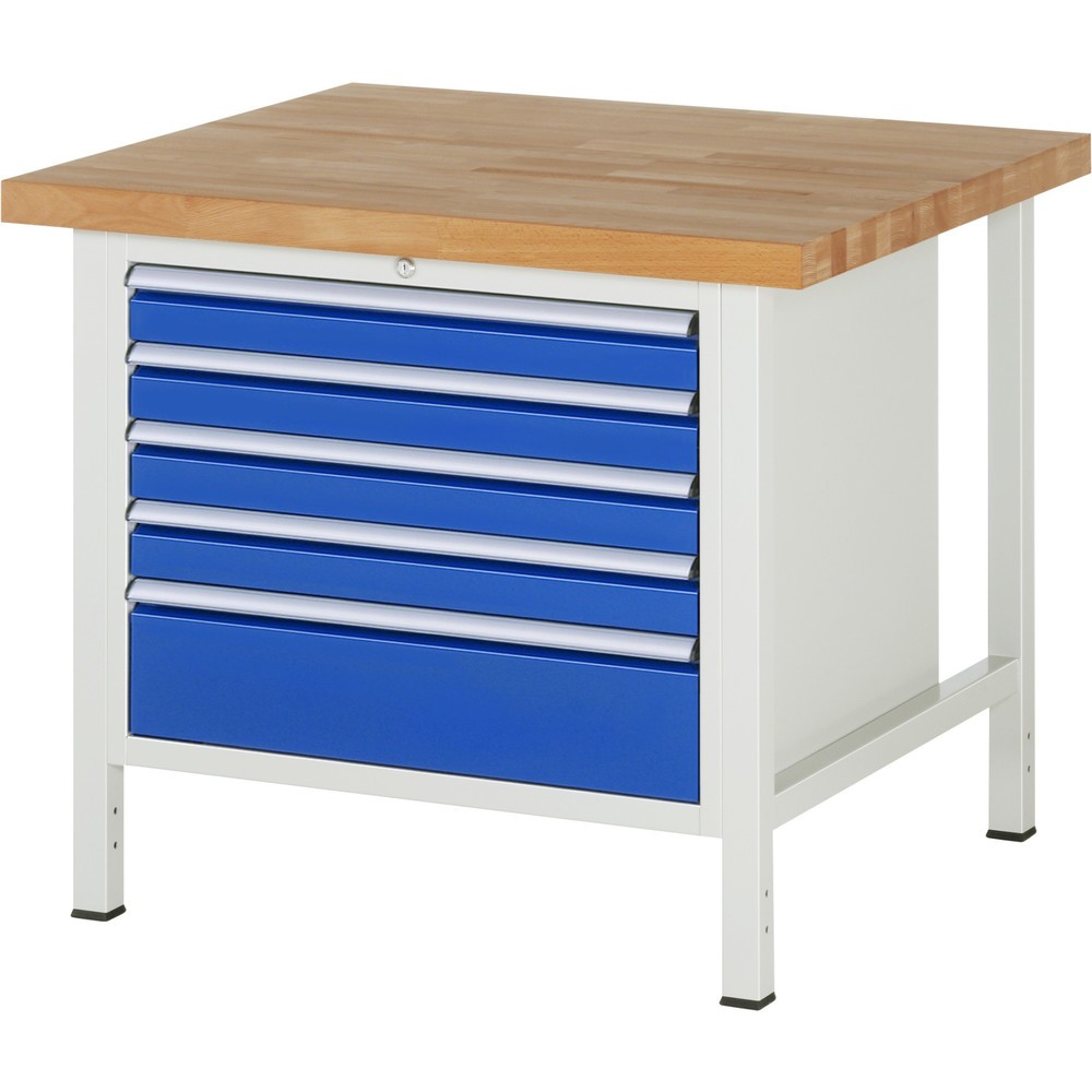 Immagine del prodotto n. 1: Banco da lavoro RAU serie 8000, AxLxP 840 x 1.000 x 900 mm, 5 cassetti estraibili al 90% 4 x 90, 1 x 180 mm, portata cassetti 75 kg