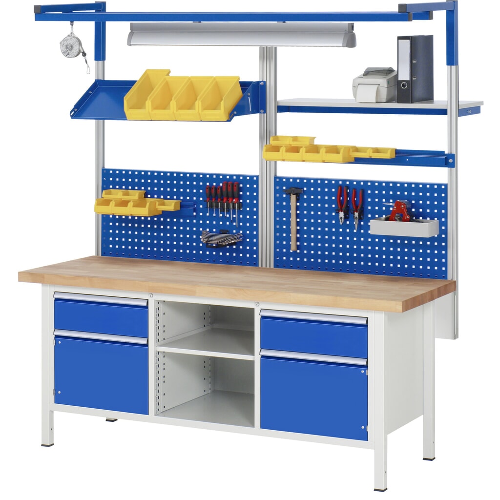 Immagine del prodotto n. 5: Banco da lavoro RAU serie 8000, 1 contenitore triplo, AxLxP 840 x 2.000 x 700 mm, 11 cassetti 4 x 90, 7 x 180 mm, portata cassetti 100 kg