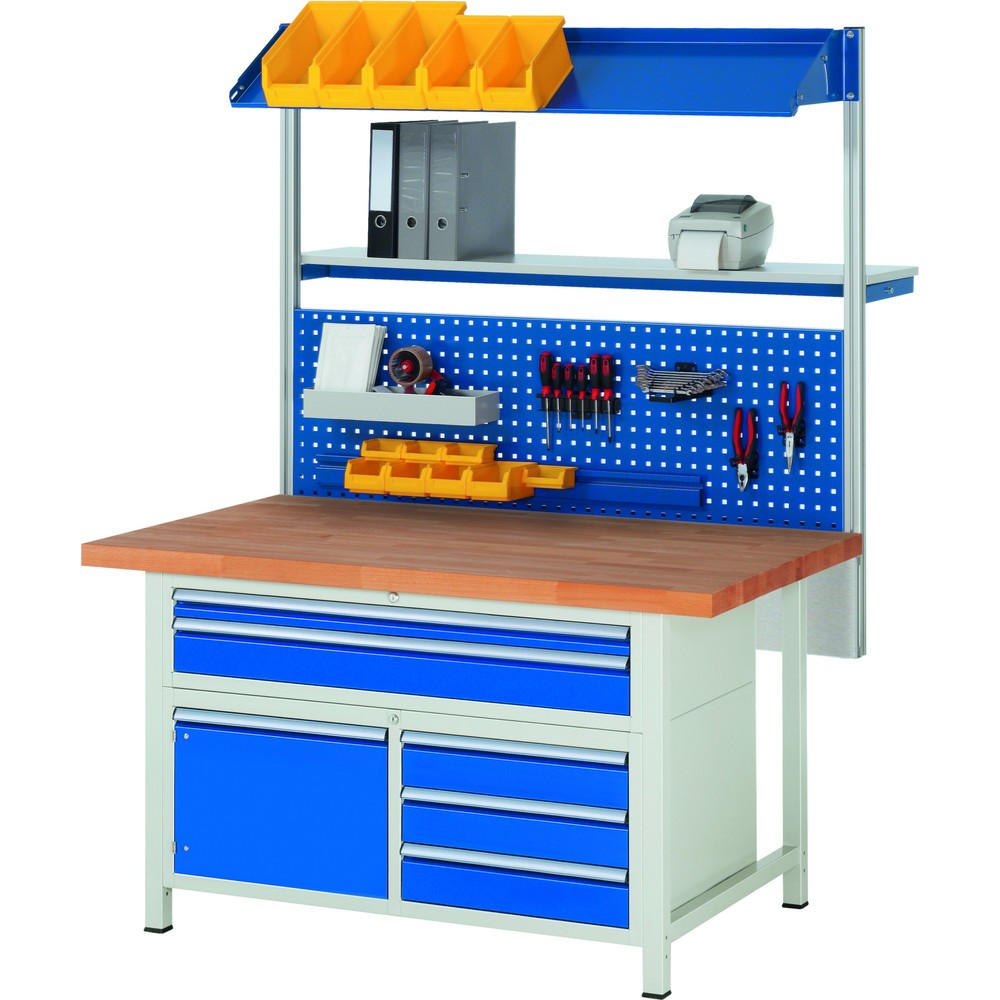 Immagine del prodotto n. 6: Banco da lavoro RAU serie 8000, 1 contenitore triplo, HxLxP 840-1.040 x 1.500 x 900 mm, 7 cassetti estraibili al 90% 3 x 60, 4 x 180 mm
