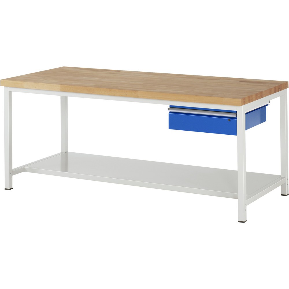 Immagine del prodotto n. 1: Banco da lavoro RAU serie 8000, AxLxP 840 x 2.000 x 900 mm, 1 cassetto, 1 piano di appoggio, profondità 650 mm