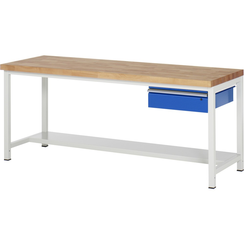 Immagine del prodotto n. 1: Banco da lavoro RAU serie 8000, AxLxP 840-1.040 x 2.000 x 900 mm, 1 cassetto, 1 piano di appoggio, profondità 320 mm