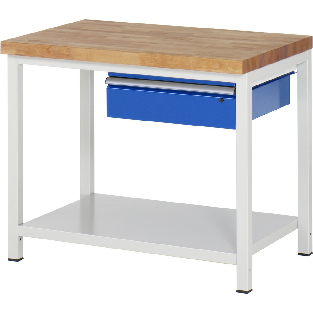 Immagine del prodotto: Banco da lavoro RAU serie 8000, AxLxP 840-1.040 x 1.000 x 700 mm, 1 cassetto, 1 piano di appoggio, profondità 650 mm