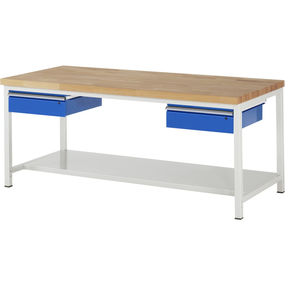 Immagine del prodotto n. 1: Banco da lavoro RAU serie 8000, AxLxP 840-1.040 x 2.000 x 900 mm, 2 cassetti, 1 piano di appoggio, profondità 650 mm