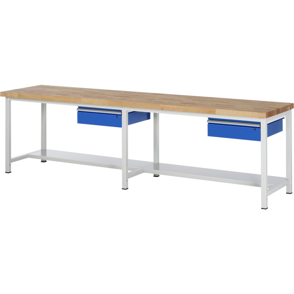 Immagine del prodotto n. 1: Banco da lavoro RAU serie 8000, AxLxP 840 x 3.000 x 900 mm, 2 cassetti, 1 piano di appoggio, profondità 320 mm