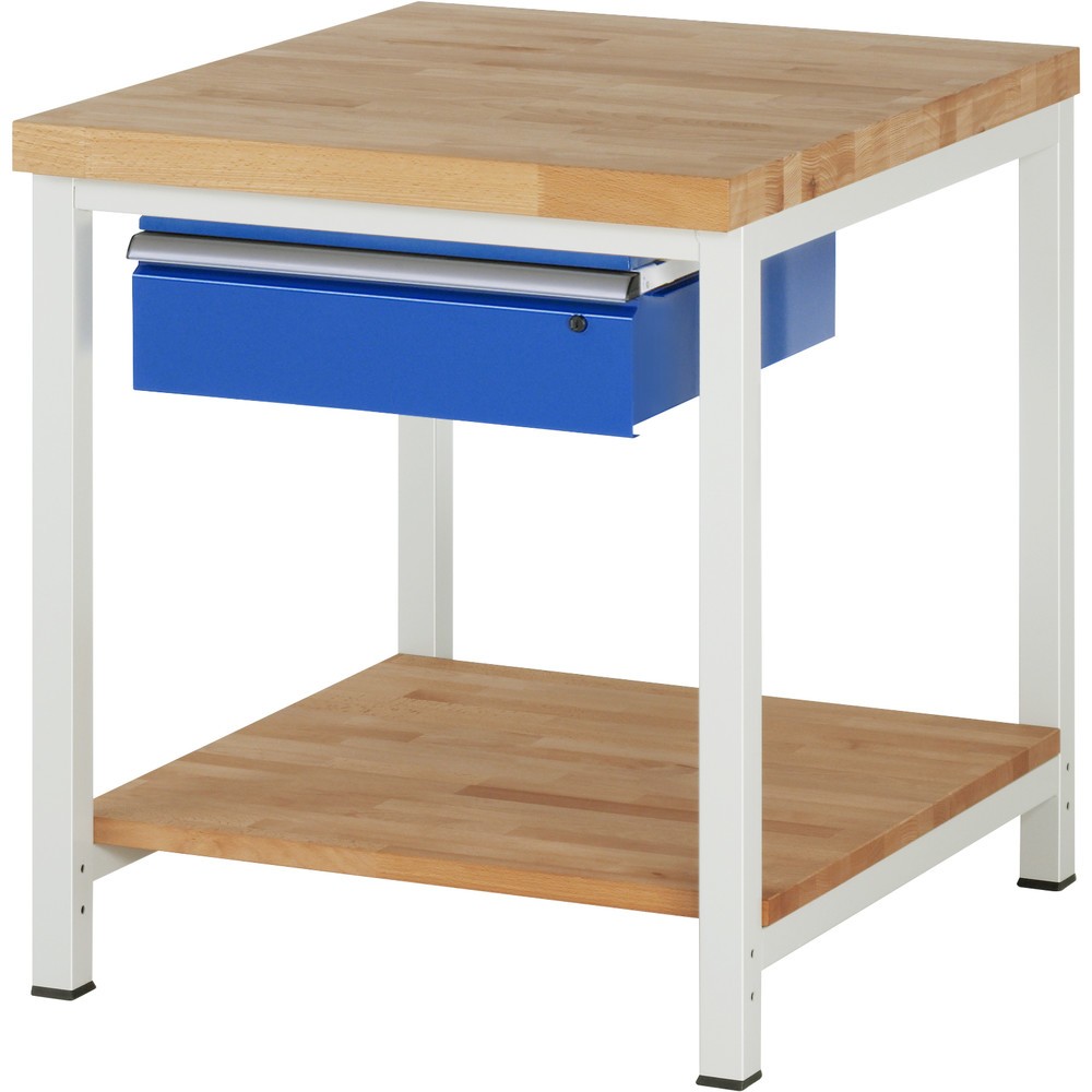 Immagine del prodotto: RAU Banco da lavoro Serie 8000, HxLxP 840-1.040 x 750 x 900 mm, 1 cassetto a destra, piano di appoggio inferiore