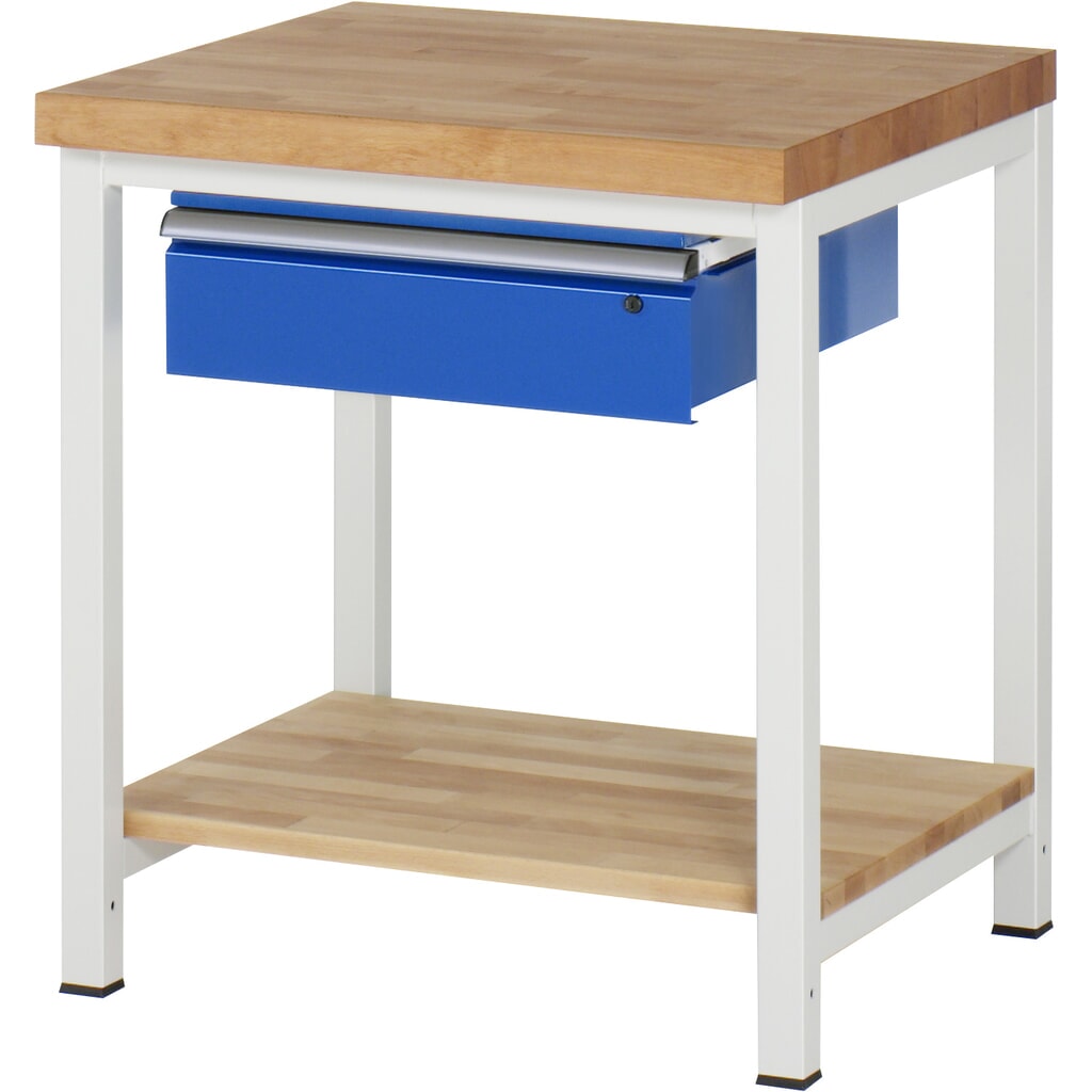 RAU Banco da lavoro Serie 8000, HxLxP 840-1.040 x 750 x 700 mm, 1 cassetto a destra, piano di appoggio inferiore Immagine del prodotto n. 1: RAU Banco da lavoro Serie 8000, HxLxP 840-1.040 x 750 x 700 mm, 1 cassetto a destra, piano di appoggio inferiore