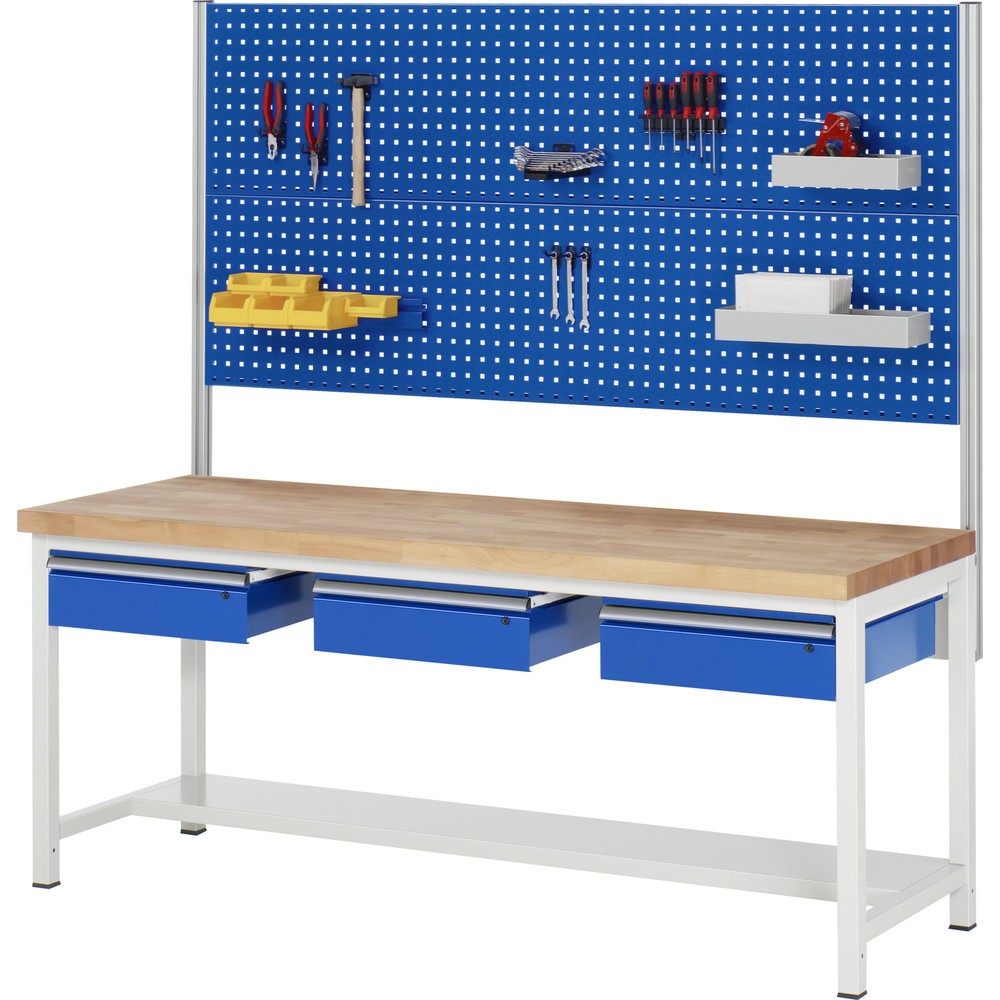 Immagine del prodotto n. 4: Banco da lavoro RAU serie 8000, AxLxP 840 x 2.000 x 700 mm, 3 cassetti, 1 piano di appoggio, profondità 320 mm