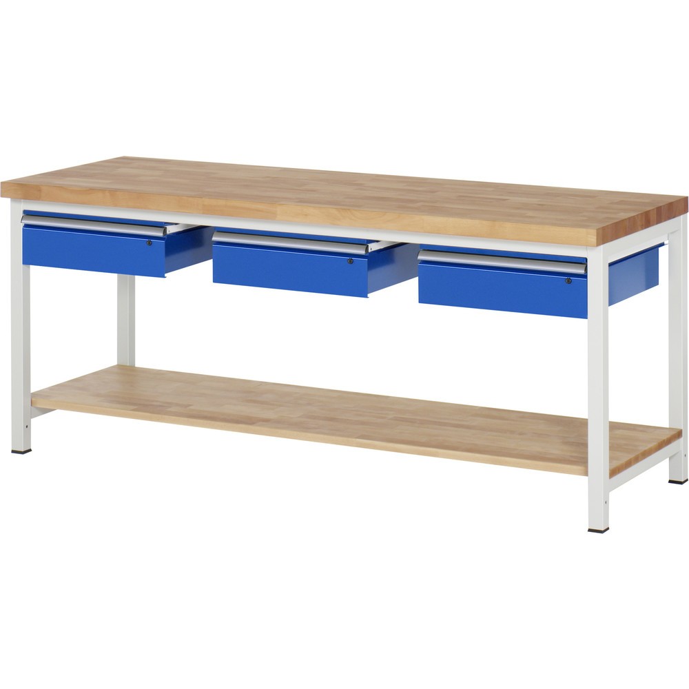Banco da lavoro RAU serie 8000, AxLxP 840 x 2.000 x 700 mm, 3 cassetti, 1 piano di appoggio in faggio massiccio, profondità 557 mm Immagine del prodotto n. 1: Banco da lavoro RAU serie 8000, AxLxP 840 x 2.000 x 700 mm, 3 cassetti, 1 piano di appoggio in faggio massiccio, profondità 557 mm