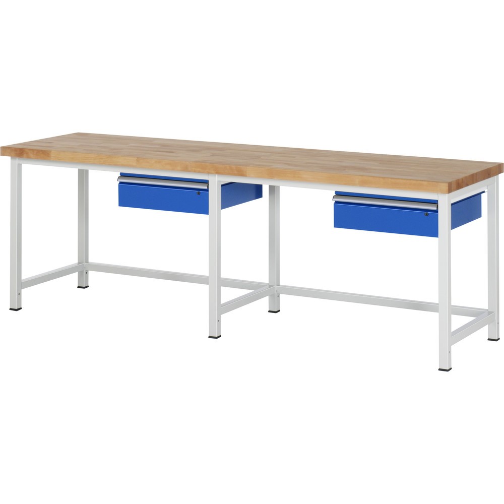 Immagine del prodotto: RAU Banco da lavoro Serie 8000, HxLxP 840-1.040 x 2.500 x 700 mm, 2 cassetti