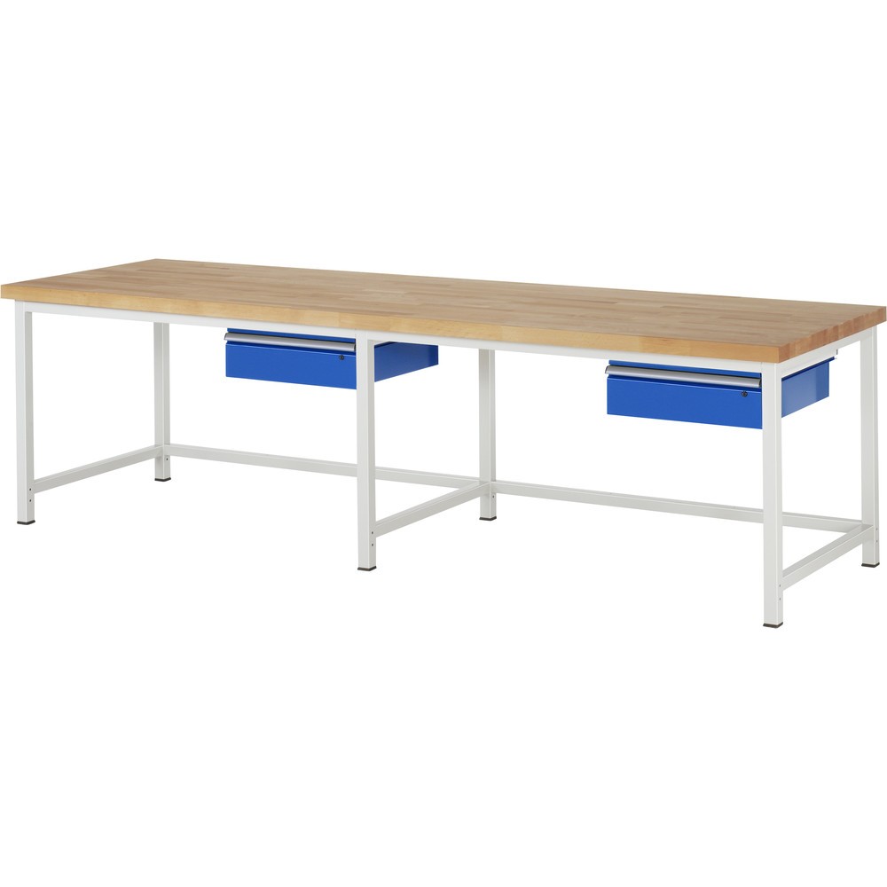 Immagine del prodotto: RAU Banco da lavoro Serie 8000, HxLxP 840-1.040 x 3.000 x 900 mm, 2 cassetti