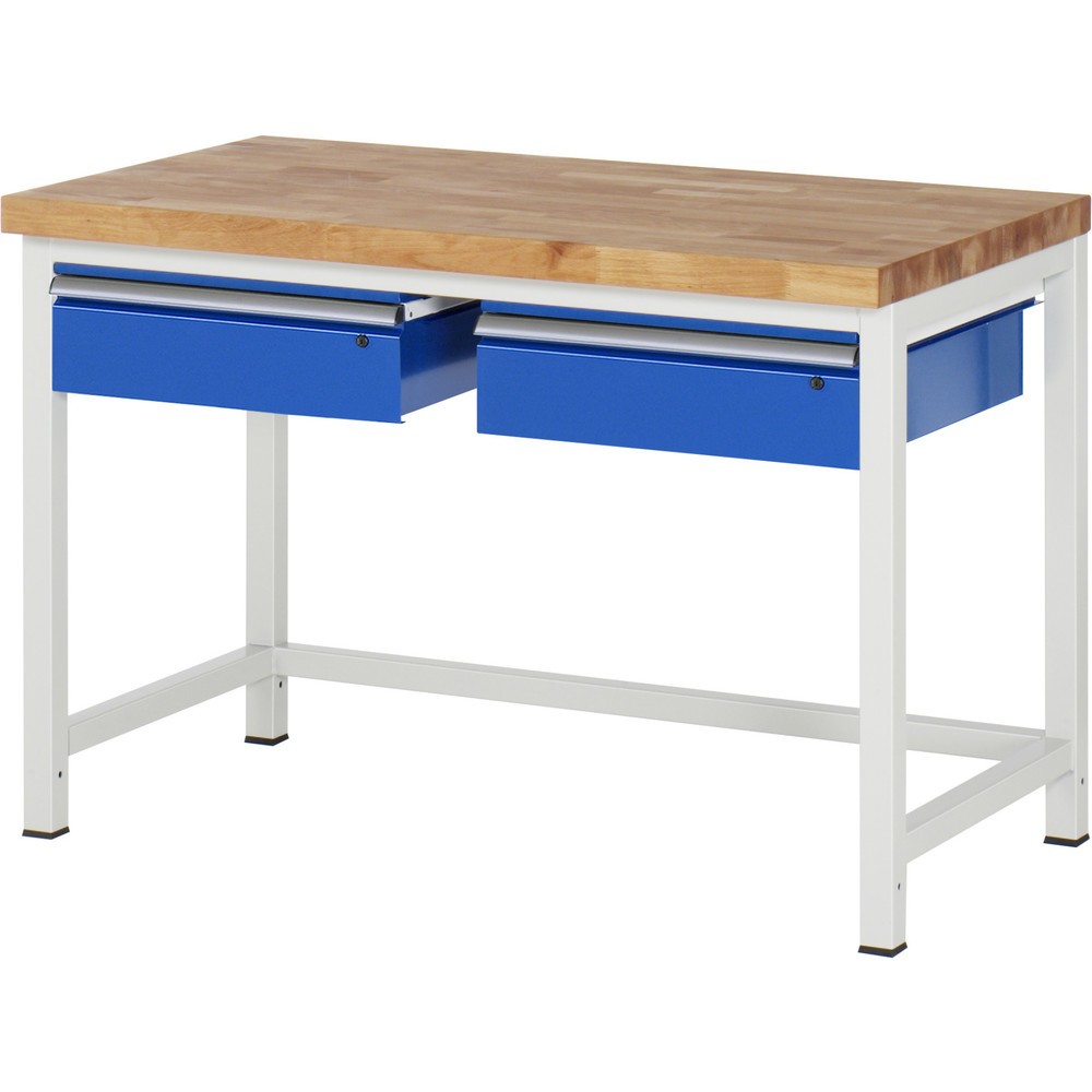 Immagine del prodotto: Banco da lavoro RAU serie 8000, AxLxP 840 x 1.250 x 700 mm, 2 cassetti, portata cassetti 50 kg