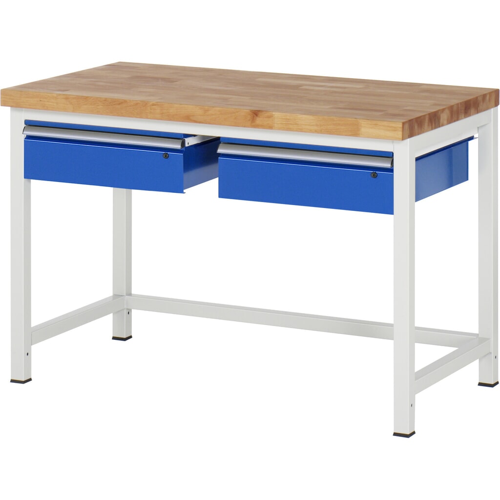 Banco da lavoro RAU serie 8000, AxLxP 840-1.040 x 1.250 x 700 mm, 2 cassetti, portata cassetti 50 kg Immagine del prodotto n. 1: Banco da lavoro RAU serie 8000, AxLxP 840-1.040 x 1.250 x 700 mm, 2 cassetti, portata cassetti 50 kg