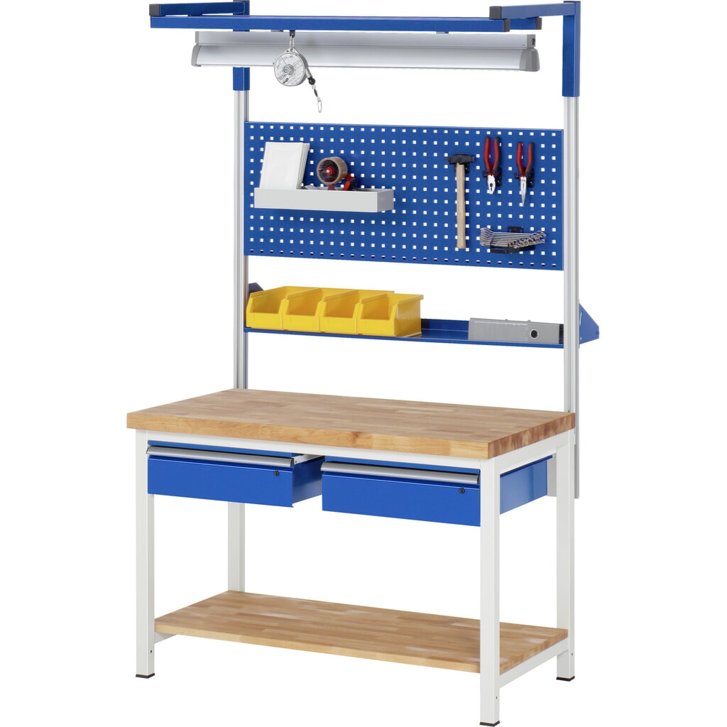 Immagine del prodotto n. 7: Banco da lavoro RAU serie 8000, AxLxP 840-1.040 x 1.250 x 700 mm, 2 cassetti, portata cassetti 50 kg
