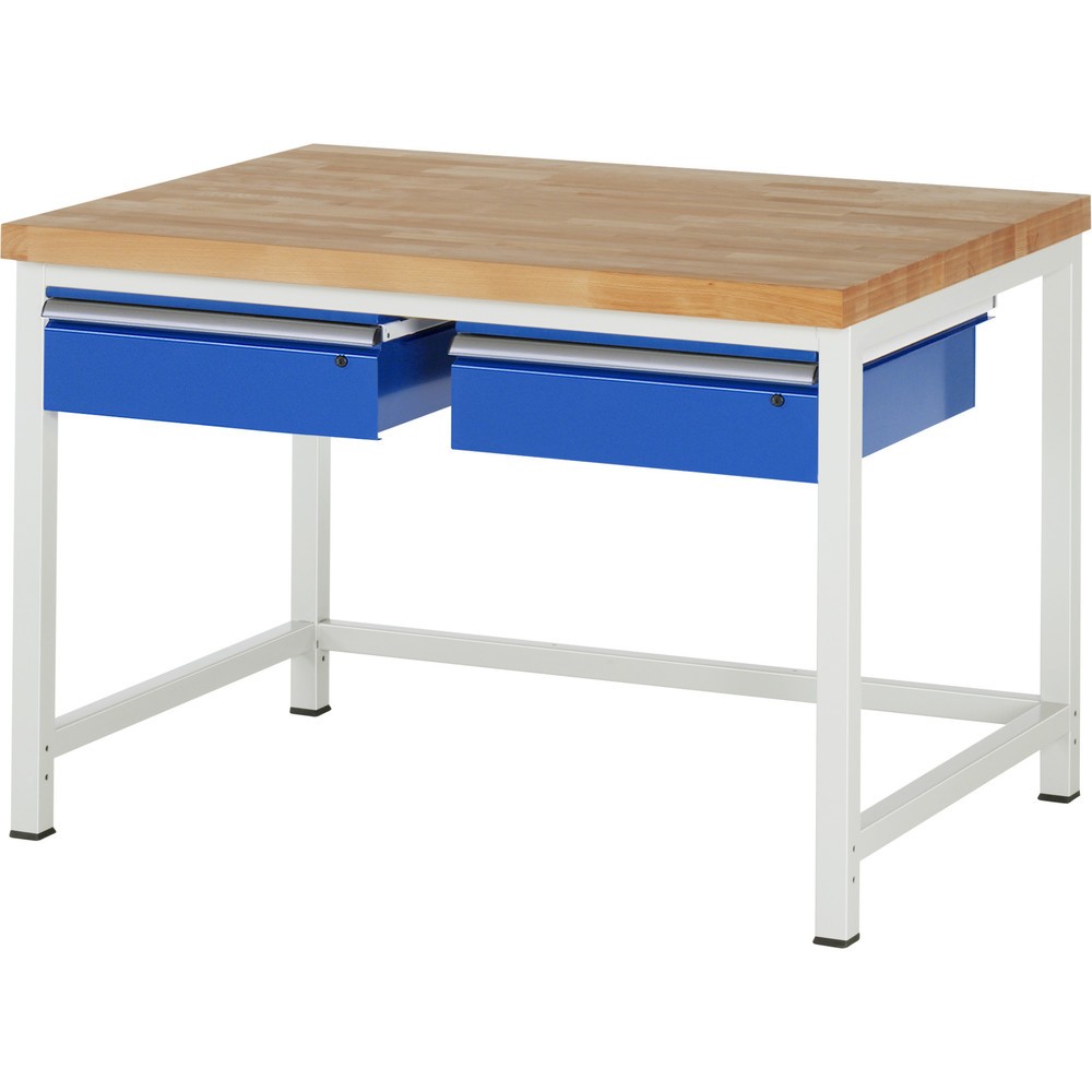 Immagine del prodotto n. 1: Banco da lavoro RAU serie 8000, AxLxP 840-1.040 x 1.250 x 900 mm, 2 cassetti, portata cassetti 50 kg