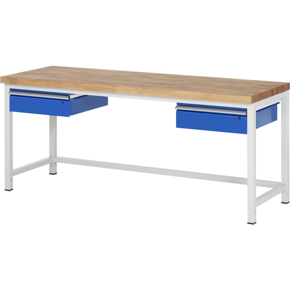 Immagine del prodotto n. 1: Banco da lavoro RAU serie 8000, AxLxP 840-1.040 x 2.000 x 700 mm, 2 cassetti, portata cassetti 50 kg