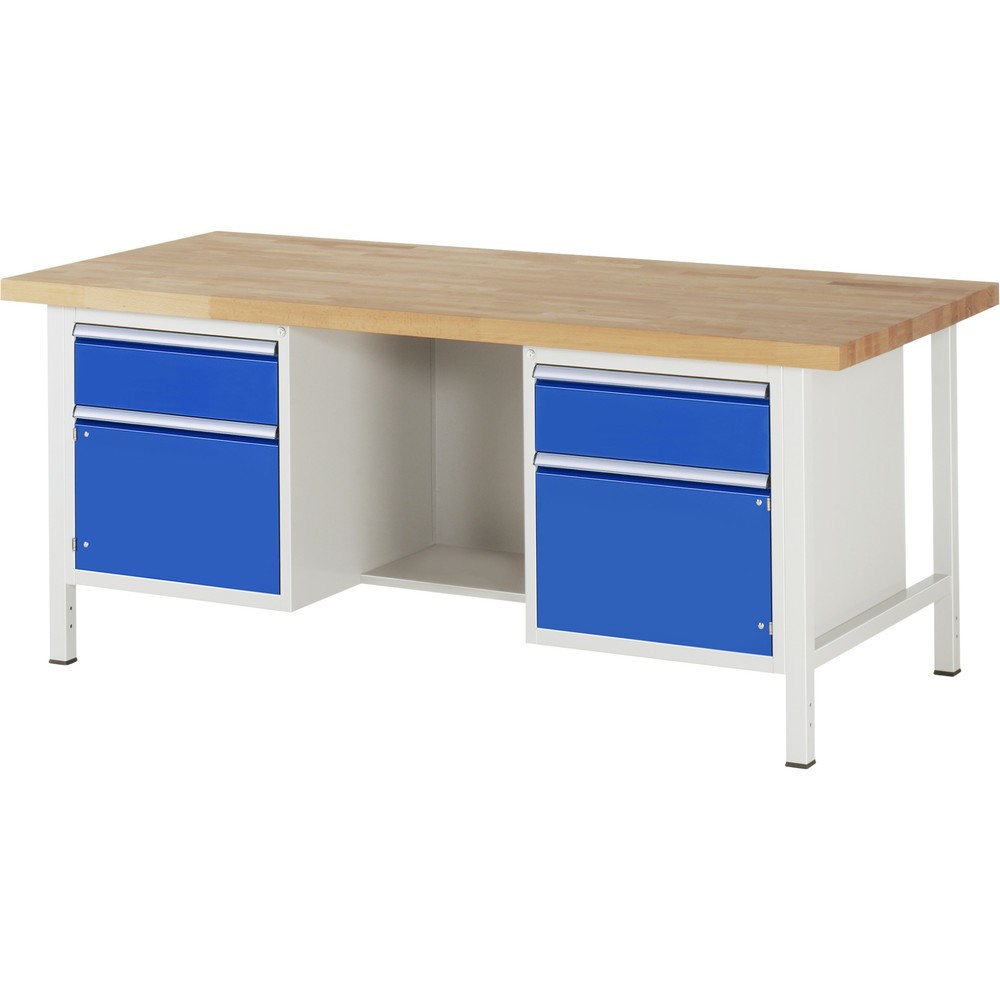 Immagine del prodotto n. 1: Banco da lavoro RAU serie 8000, 2 contenitori, 1 anta battente, AxLxP 840-1.040 x 2.000 x 900 mm, 2 cassetti