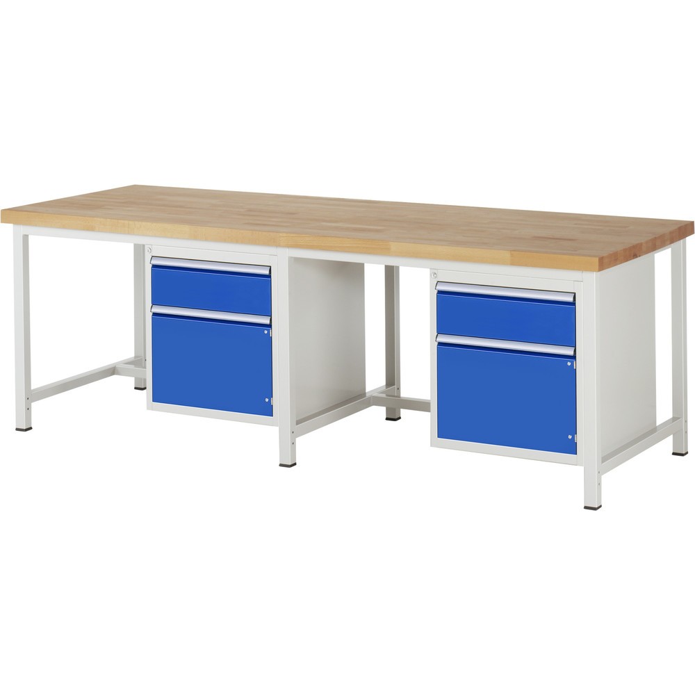 Immagine del prodotto: Banco da lavoro RAU serie 8000, 2 contenitori, 1 anta battente, AxLxP 840-1.040 x 2.500 x 900 mm, 2 cassetti