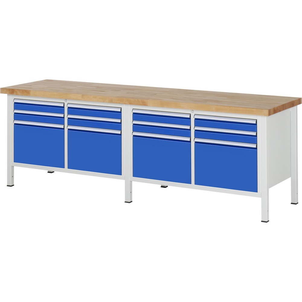 Immagine del prodotto n. 1: Banco da lavoro RAU serie 8000, 2 contenitori doppi, AxLxP 840 x 2.500 x 700 mm, 12 cassetti 8 x 90, 4 x 360 mm