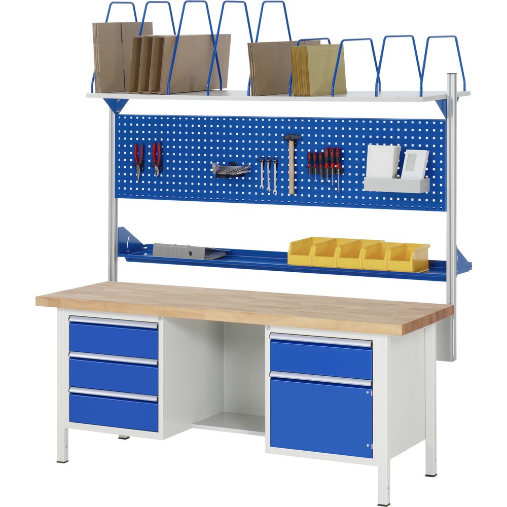 Immagine del prodotto n. 5: Banco da lavoro RAU serie 8000, 2 contenitori, AxLxP 840-1.040 x 2.000 x 700 mm, 6 cassetti estraibili al 90%